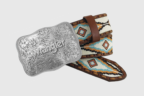 Wrangler Ladies Aztec Pattern Belt With The Signature Wrangler Buckle
