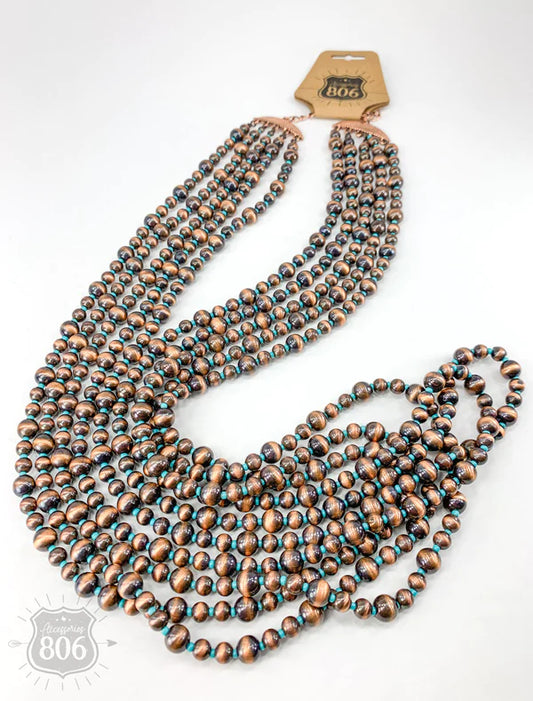 PINK PANACHE COPPER BEADED NECKLACE