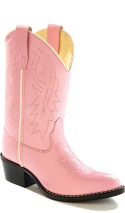 OLD WEST Girl's J Toe Pink Western Boot