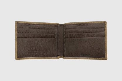 BROWN LEATHER LACED BLUE AZTEC BIFOLD WALLET