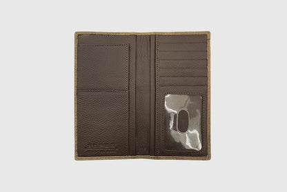BROWN LEATHER LACED BLUE AZTEC RODEO WALLET