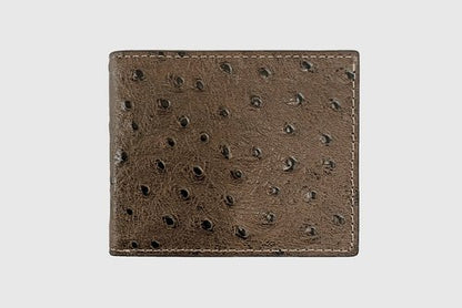 COCOA BROWN OSTRICH PRINT BIFOLD WALLET