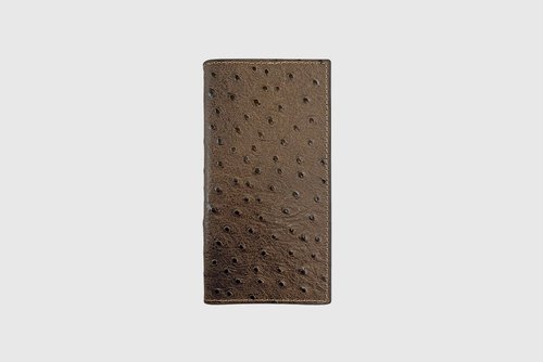 COCOA BROWN OSTRICH PRINT RODEO WALLET