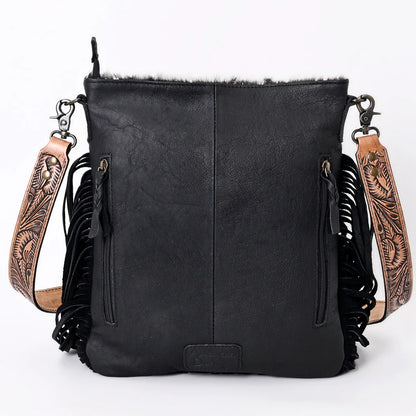 FARA BLACK COWHIDE SILVER SPECK CROSSBODY PURSE