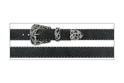 ROPER BLACK FLORAL EMBOSSED BELT