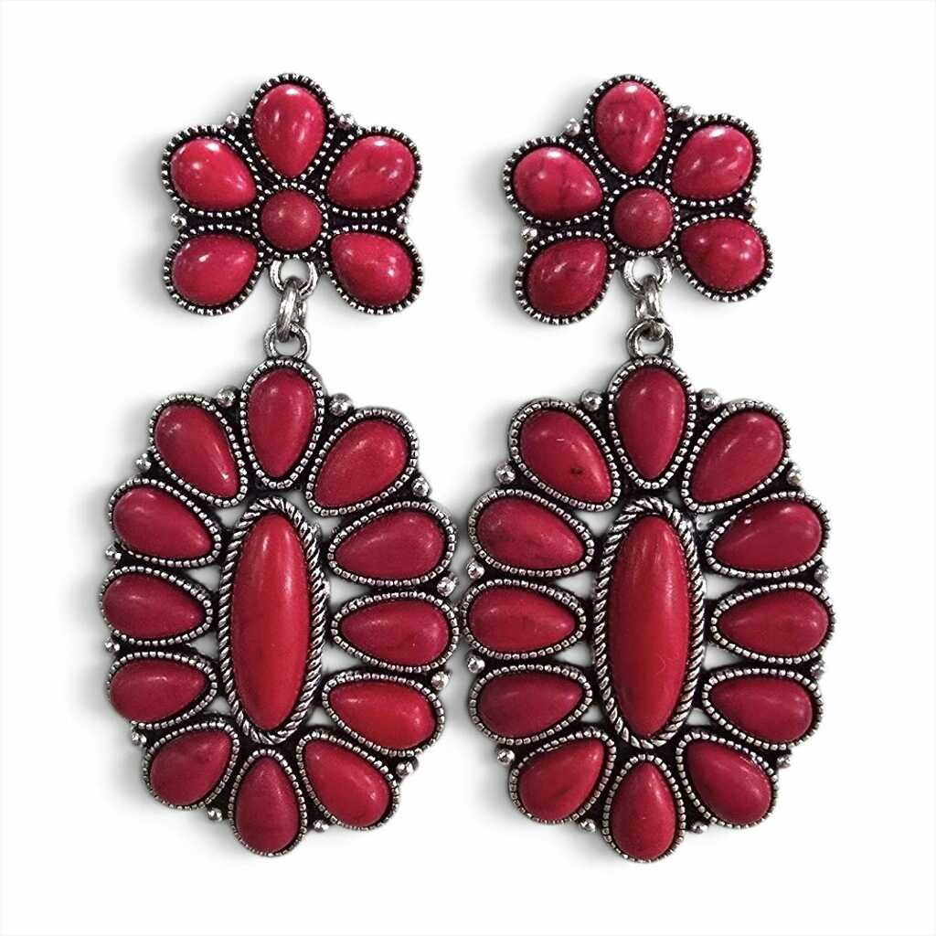 Red Dangle Gem Earring