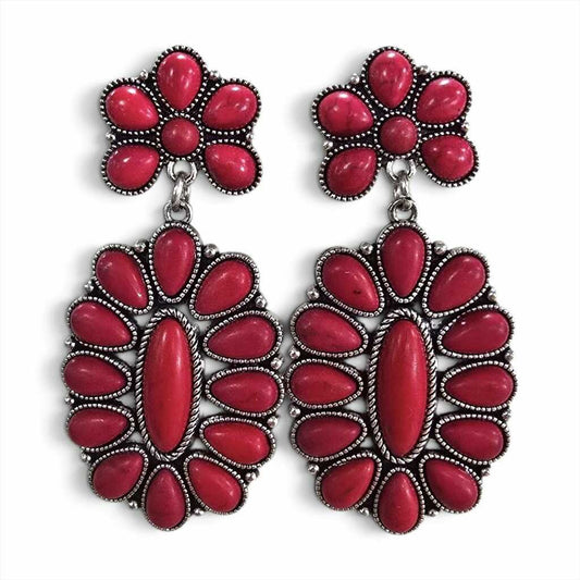 Red Dangle Gem Earring