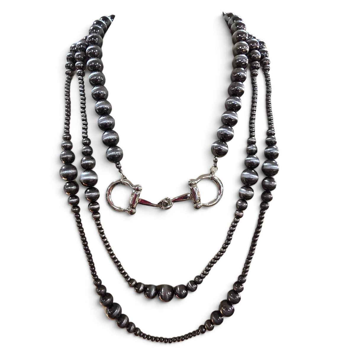 Silver Layered Bit Beaded Necklace