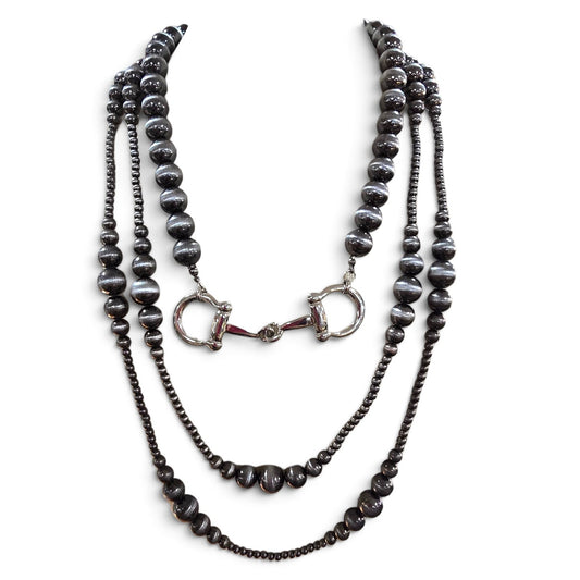 Silver Layered Bit Beaded Necklace