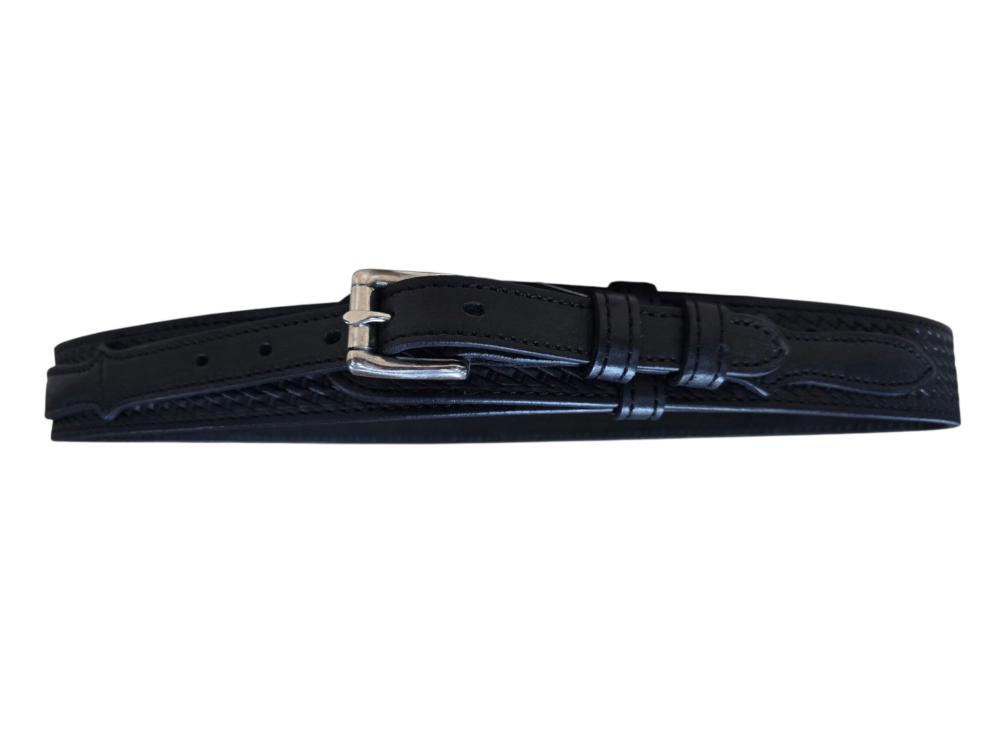 Black Leather Basket Weave Ranger Belt