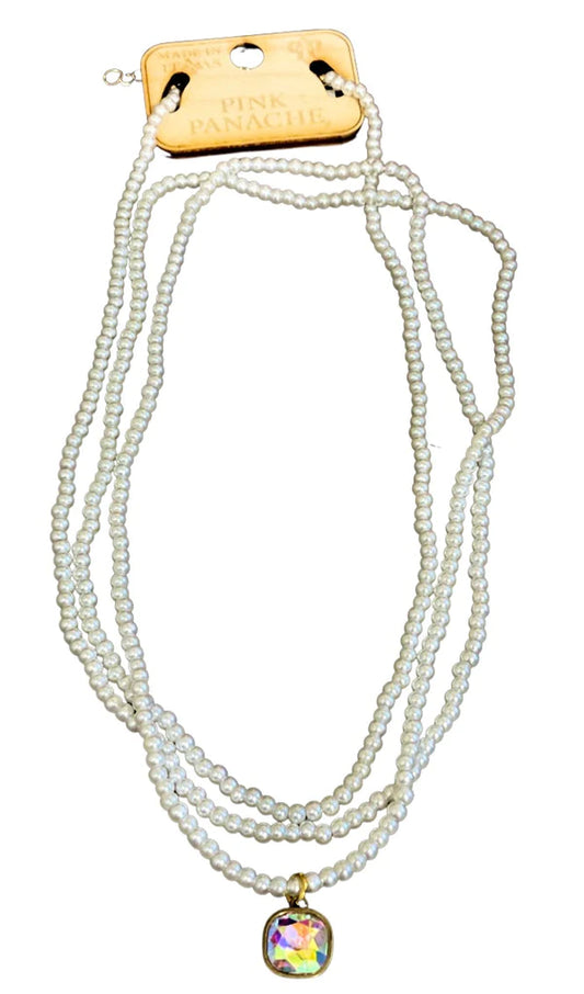 PINK PANACHE PEARL WRAP AROUND NECKLACE