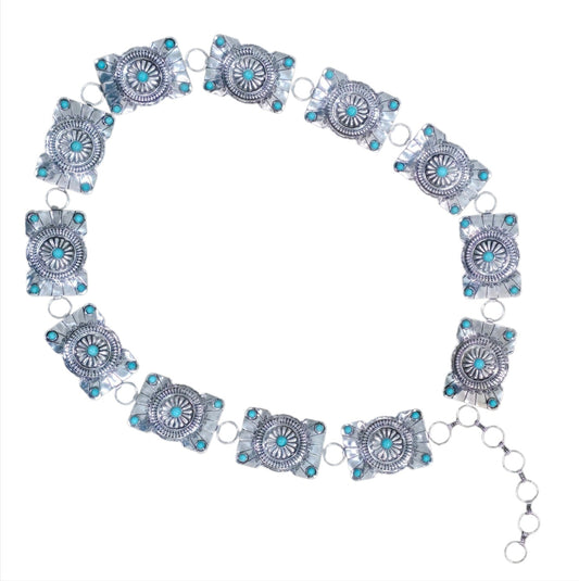Square Concho Turquoise Gem Concho Chain Belt