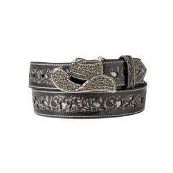 Angel Ranch Floral Filigree Glitter Underlay Black Belt