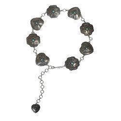 Angel Ranch Heart & Square Conchos Silver Chain Belt
