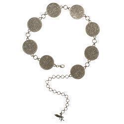 Angel Ranch Round Concho Crystal Inlay Silver Chain Belt