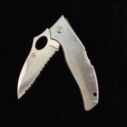Ariat Silver Large Folding Serrated Knife