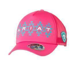 Ariat Girl's Hot Pink Southwestern Ponyflo Cap