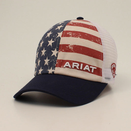 ARIAT LADIES DISTRESSED USA FLAG PONYFLO CAP