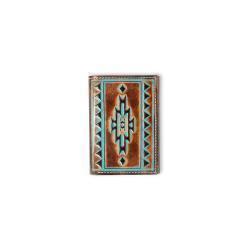Brown Southwestern Turquoise Outline Trifold Wallet