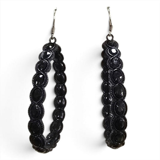 Black Rhinestone Teardrop Earrings