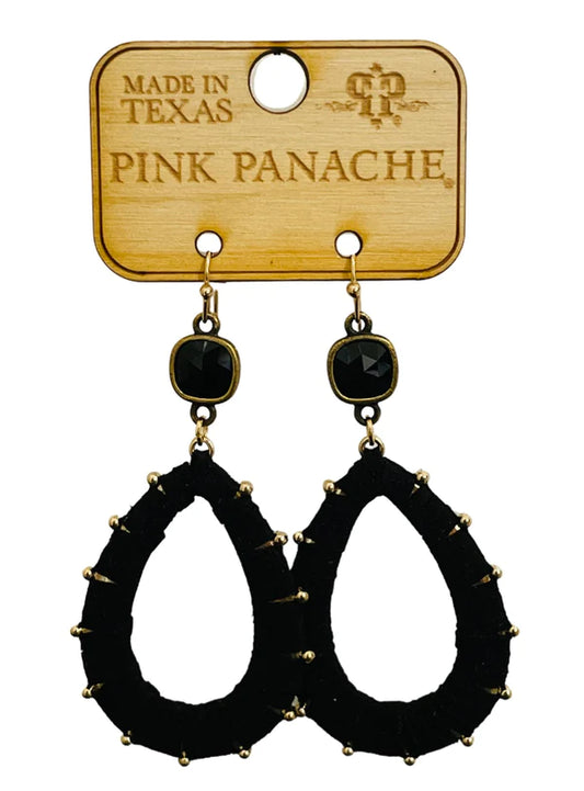 PINK PANACHE BLACK TEARDROP EARRING