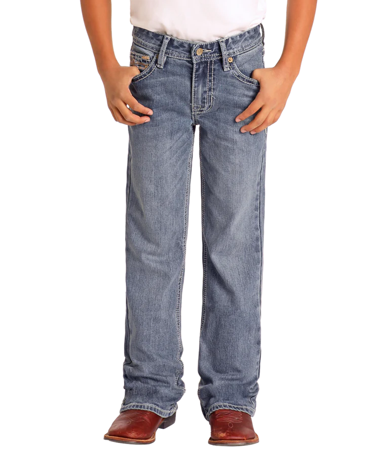 Rock & Roll Boys' Regular Fit Straight Stitch Bootcut Jeans