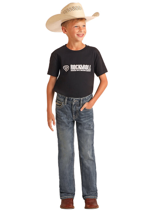 ROCK & ROLL RAISED DENIM EMBOSSED BOOT BUT JEANS