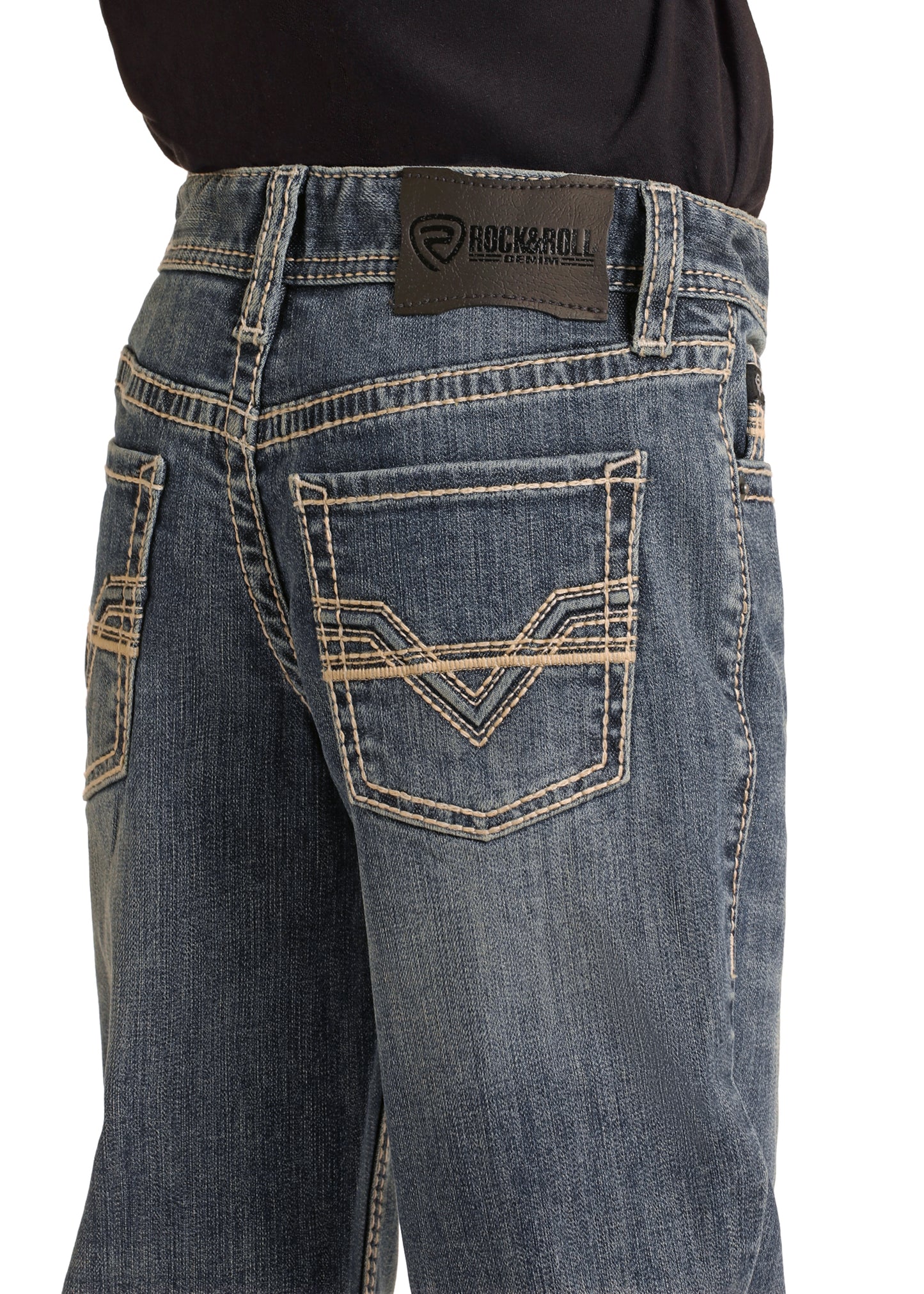 ROCK & ROLL RAISED DENIM EMBOSSED BOOT BUT JEANS