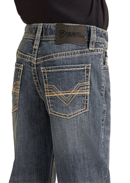 ROCK & ROLL RAISED DENIM EMBOSSED BOOT BUT JEANS