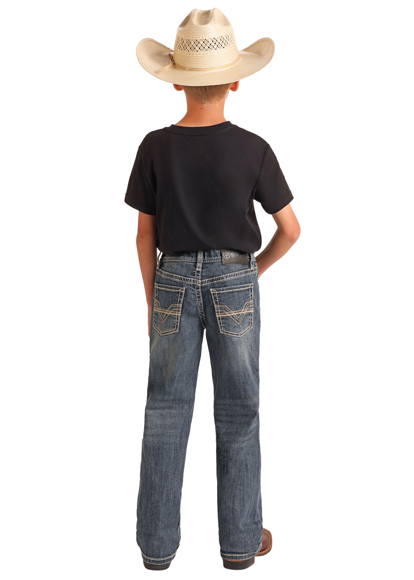 ROCK & ROLL RAISED DENIM EMBOSSED BOOT BUT JEANS