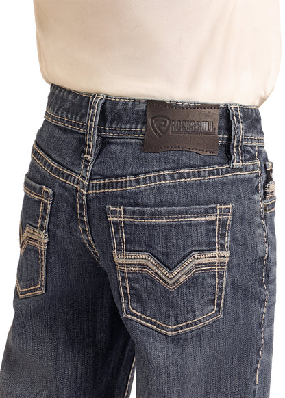 ROCK & ROLL MEDIUM VINTAGE GREY LEATHER EMBROIDERED REVOLVER JEAN