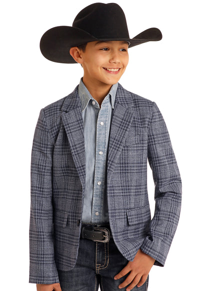 ROCK & ROLL BOY'S BLUE PLAID SPORTS COAT