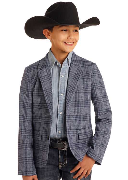 ROCK & ROLL BOY'S BLUE PLAID SPORTS COAT