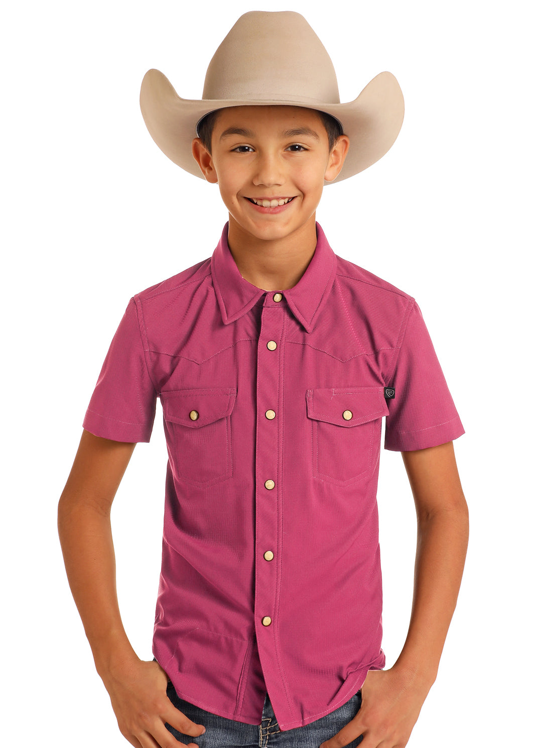 Rock & Roll Denim Hot Pink TEK Western Short Sleeve Shirt