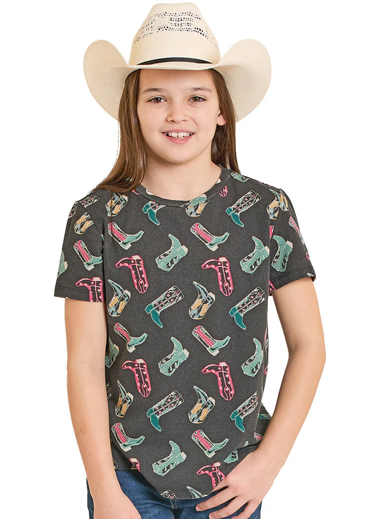 Rock & Roll Denim Girls' Boot Print Tee