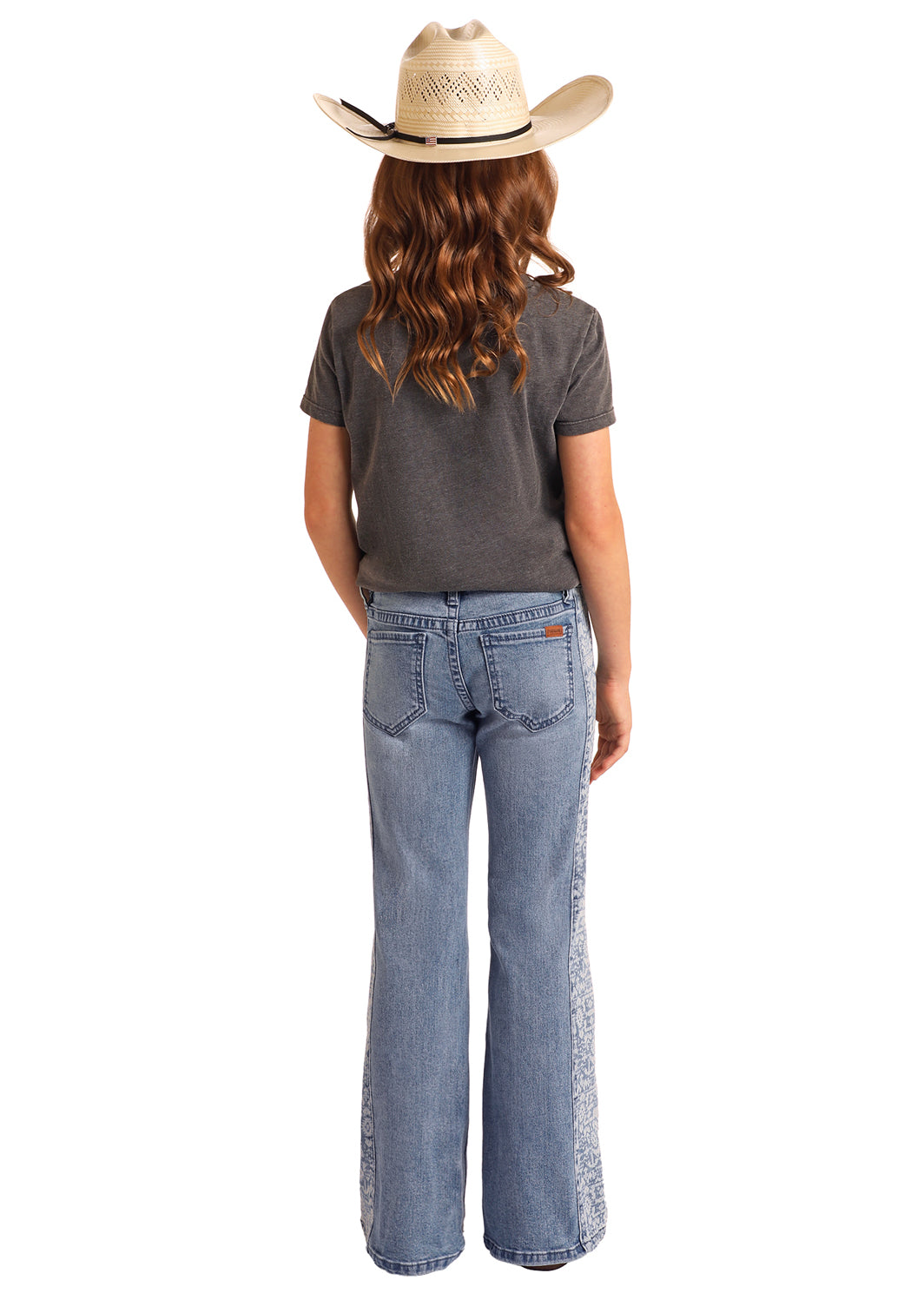 ROCK & ROLL AZTEC PANEL BUTTON MEDIUM WASH FLARE JEAN