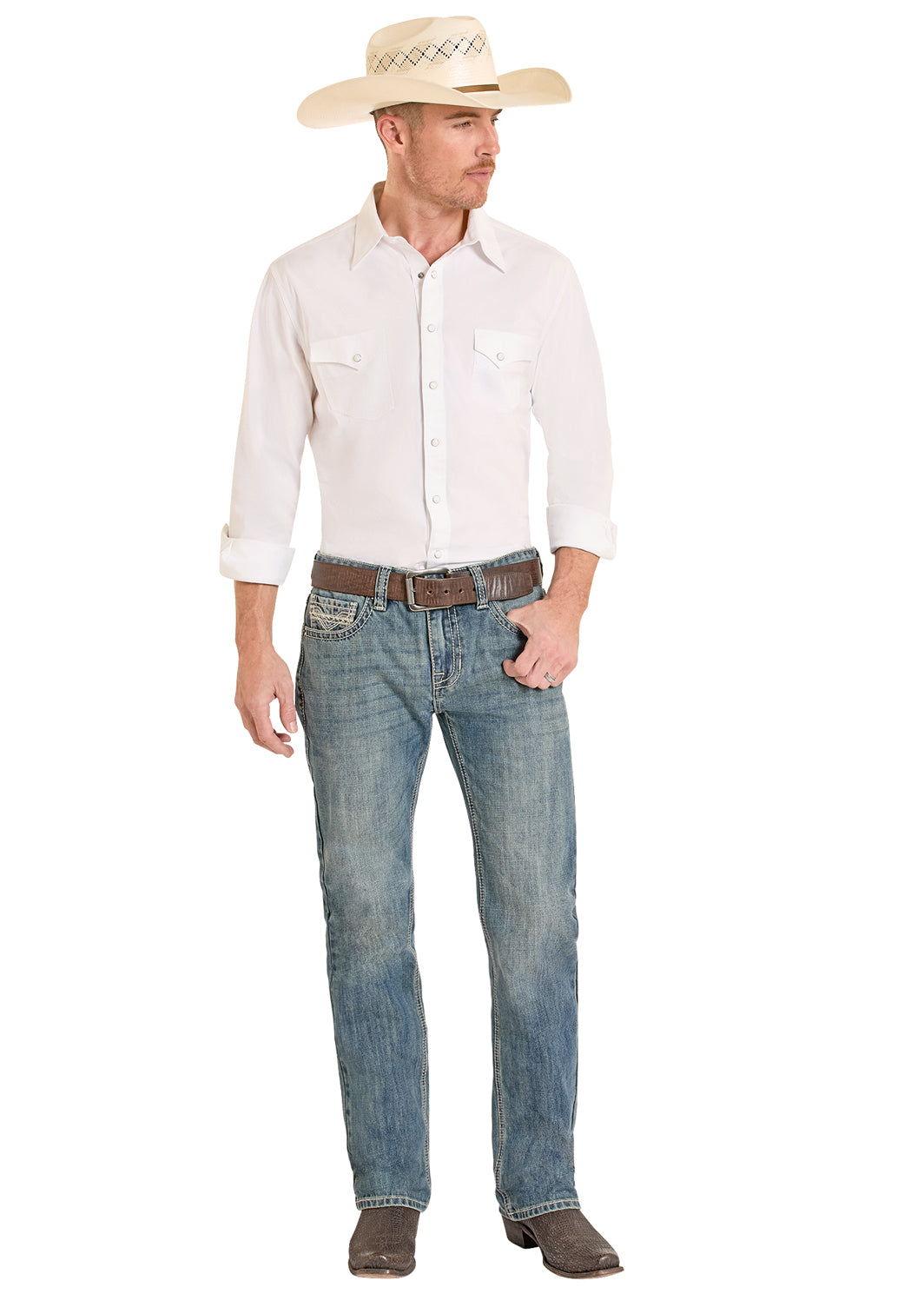 Rock & Roll Denim Pistol Regular Fit Classic Rope V Straight Leg Jeans