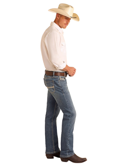 ROCK & ROLL DENIM REVOLVER MEDIUM WASH SLIM FIT BOOT CUT JEAN