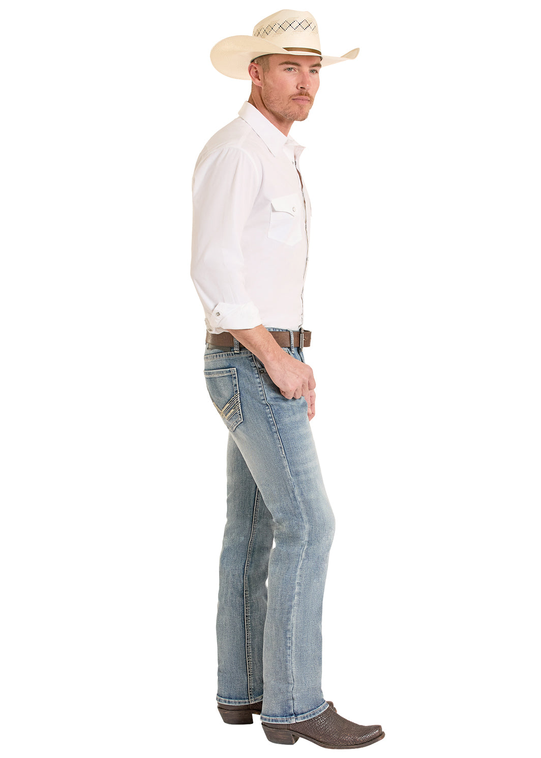 Rock & Roll Denim Revolver Step Stitch Straight Leg Jean