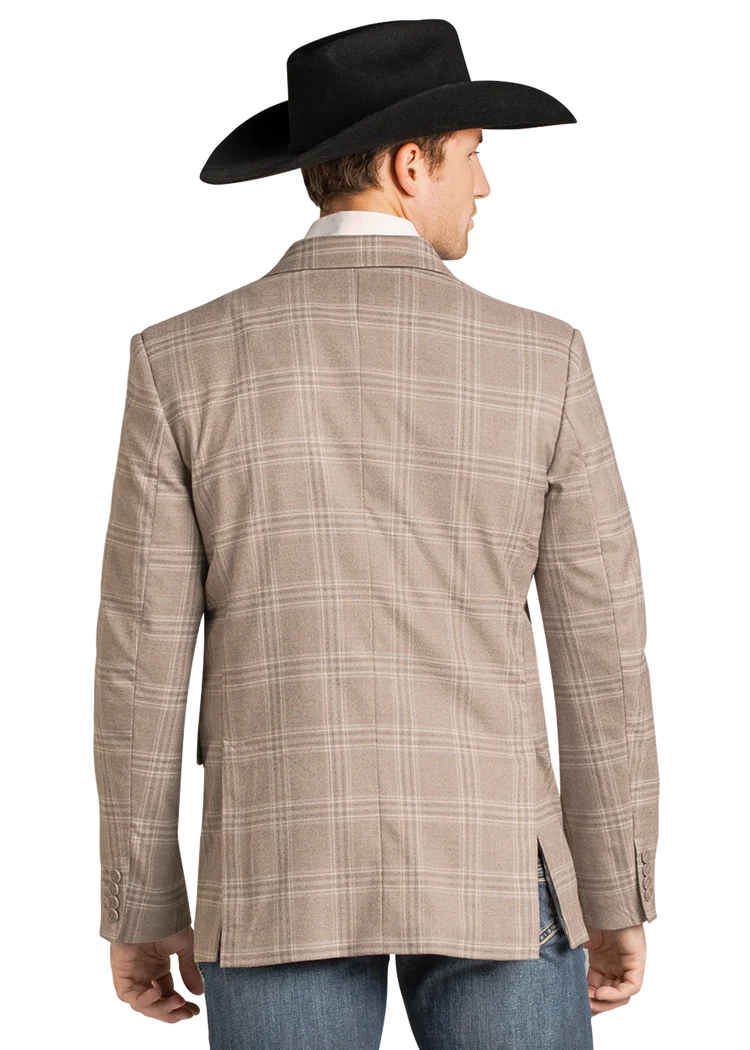 Rock & Roll Men's Taupe Plaid Sportscoat