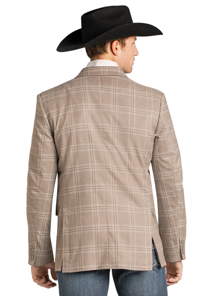 Rock & Roll Men's Taupe Plaid Sportscoat