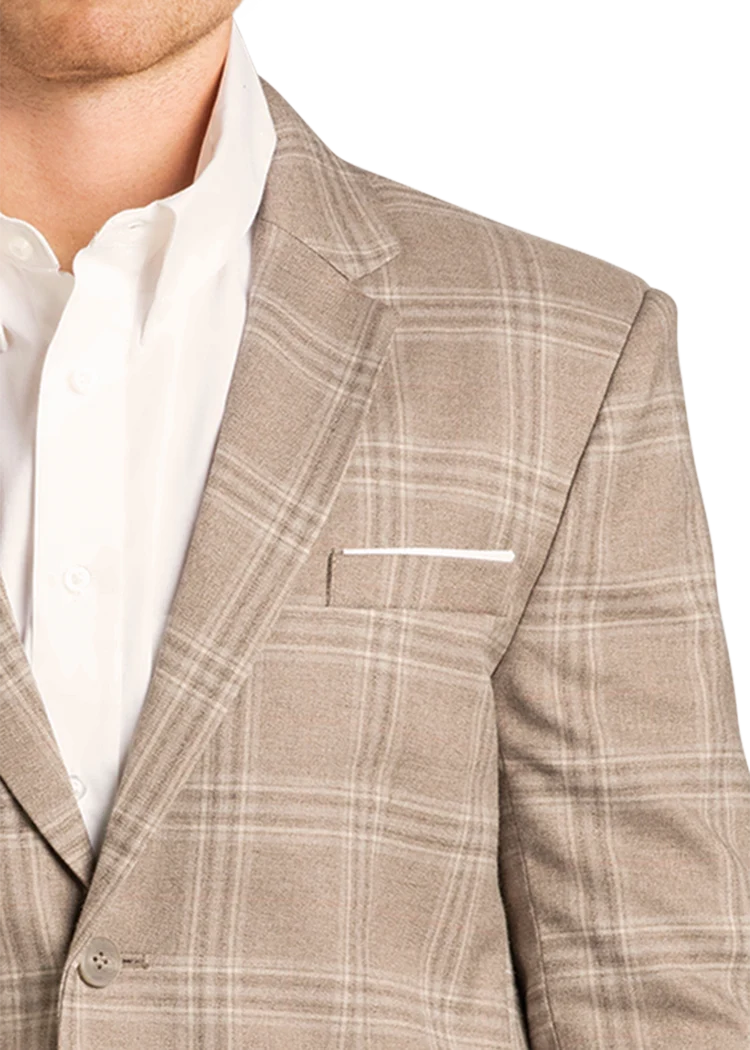 Rock & Roll Men's Taupe Plaid Sportscoat