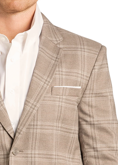 Rock & Roll Men's Taupe Plaid Sportscoat