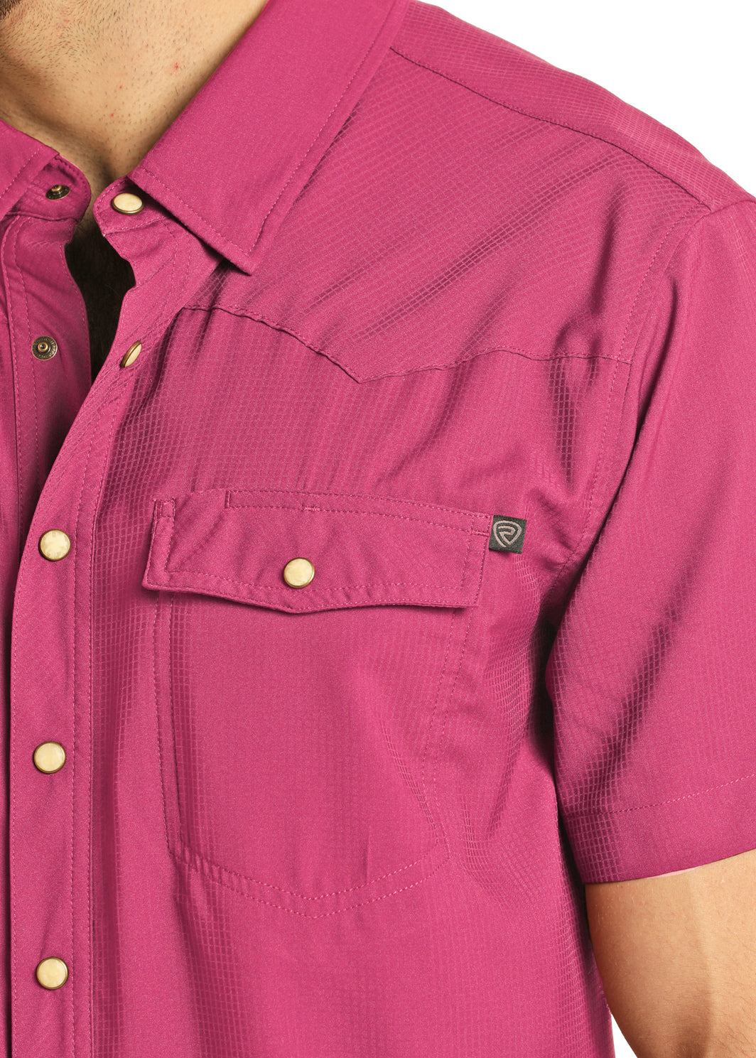 Rock & Roll Denim TEK Western Stretch Pink Short Sleeve Shirt