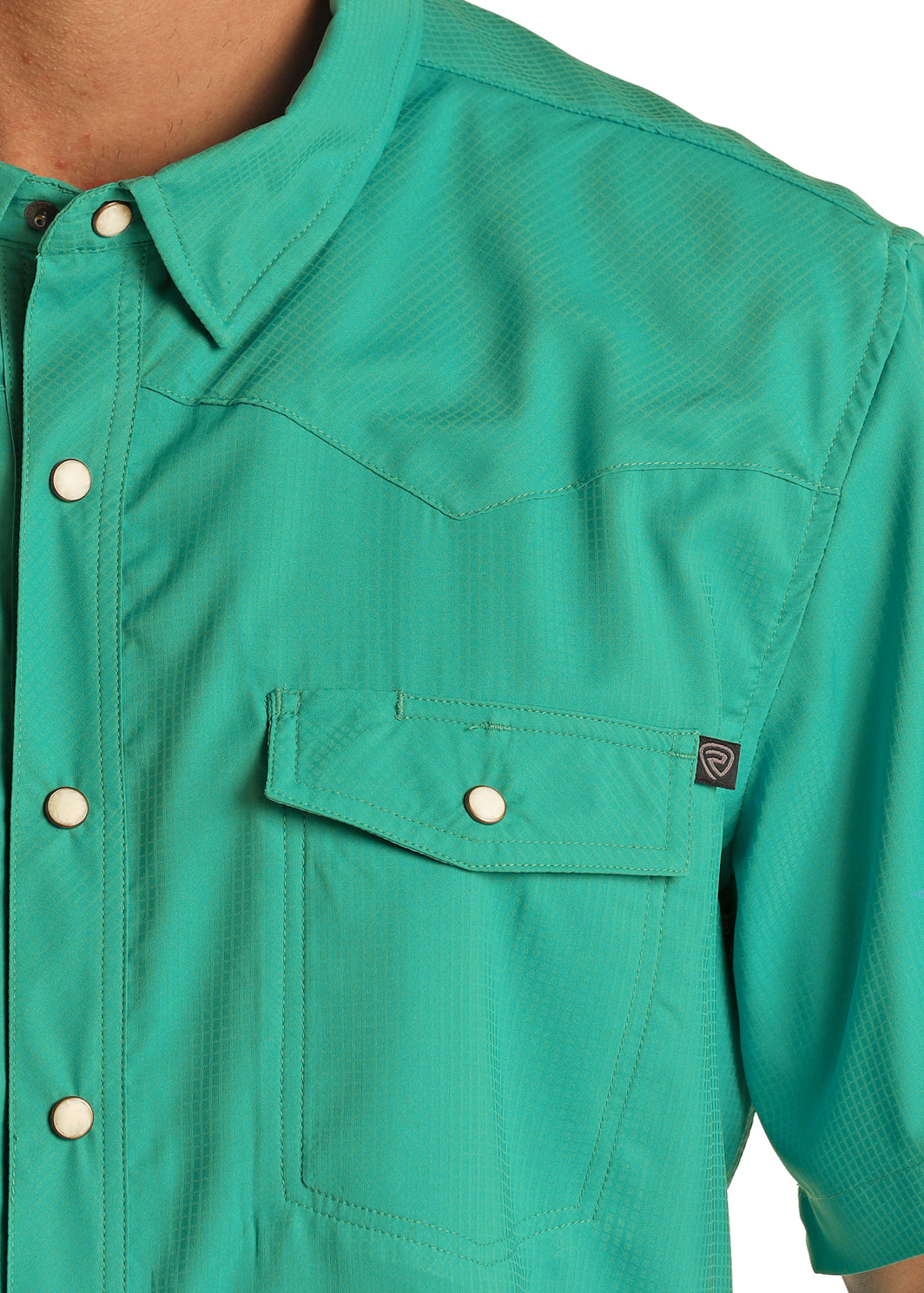 Rock & Roll Denim TEK Western Stretch Green Short Sleeve Shirt