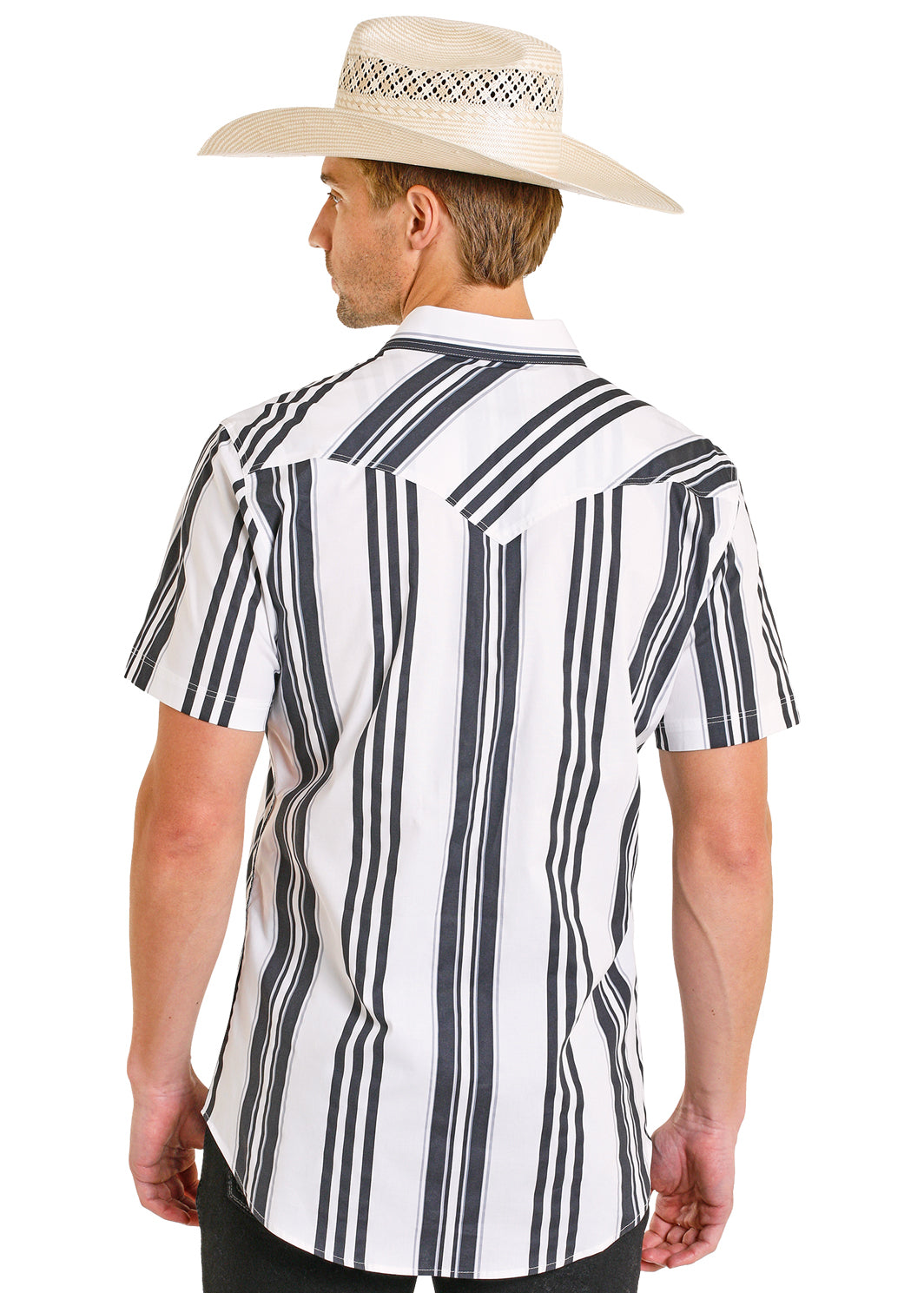 Rock & Roll Denim Black Vintage Stripe Short Sleeve Shirt