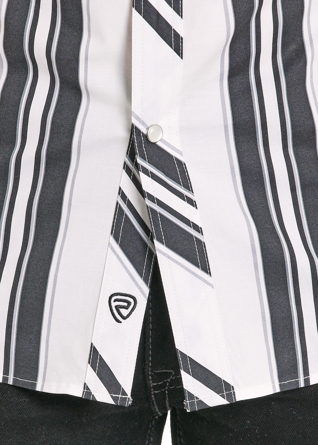 Rock & Roll Denim Black Vintage Stripe Short Sleeve Shirt