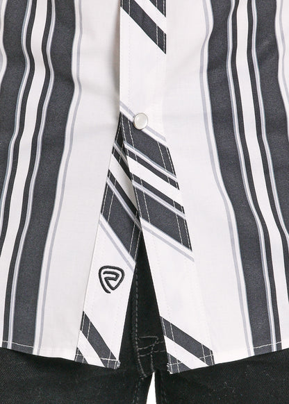 Rock & Roll Denim Black Vintage Stripe Short Sleeve Shirt