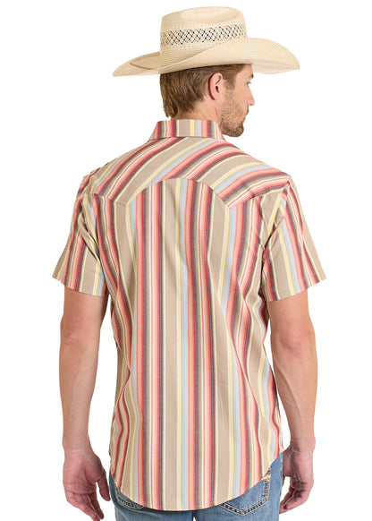 Rock & Roll Vintage Stripe Snap Short Sleeve Shirt