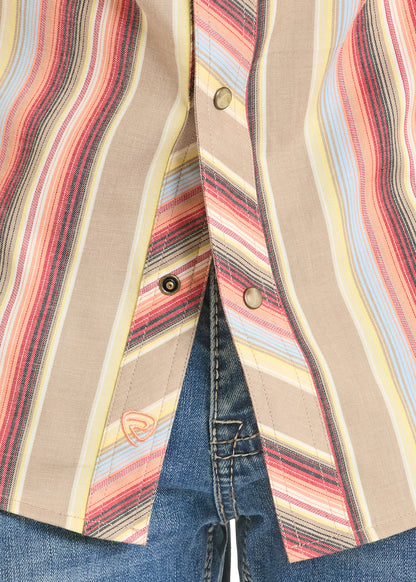 Rock & Roll Vintage Stripe Snap Short Sleeve Shirt